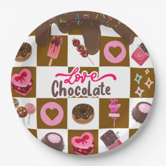 Prato De Papel Love Chocolate" Sweet Treats Party Plates – Brown 
