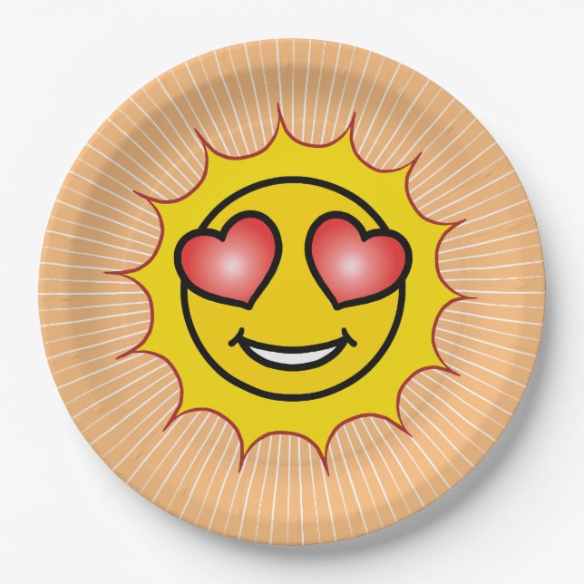 Prato De Papel Love Emoji Sun (Frente)