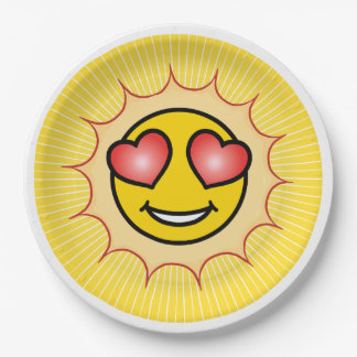 Prato De Papel Love Emoji Sun