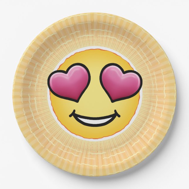 Prato De Papel Love Eyes Emoji (Frente)