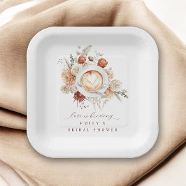 Prato De Papel Love is Brewing Boho Rustic Floral Bridal Shower