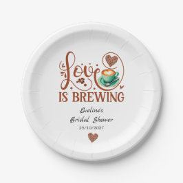 Prato De Papel Love Is Brewing Bridal Shower Terracotta Coffee 