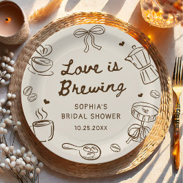 Prato De Papel Love is Brewing Coffee Hand Drawn Bridal Shower