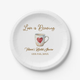 Prato De Papel Love is Brewing white coffee mug heart bridal show