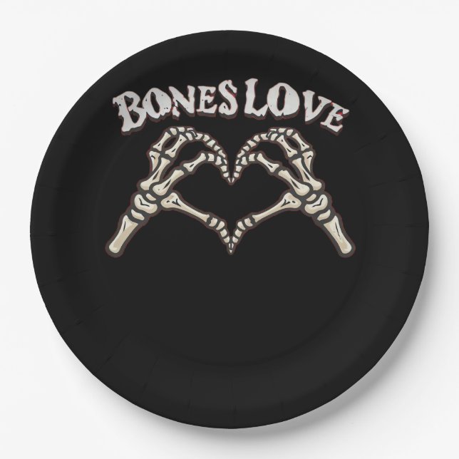 Prato De Papel Love Skeleton Hand Classic (Frente)