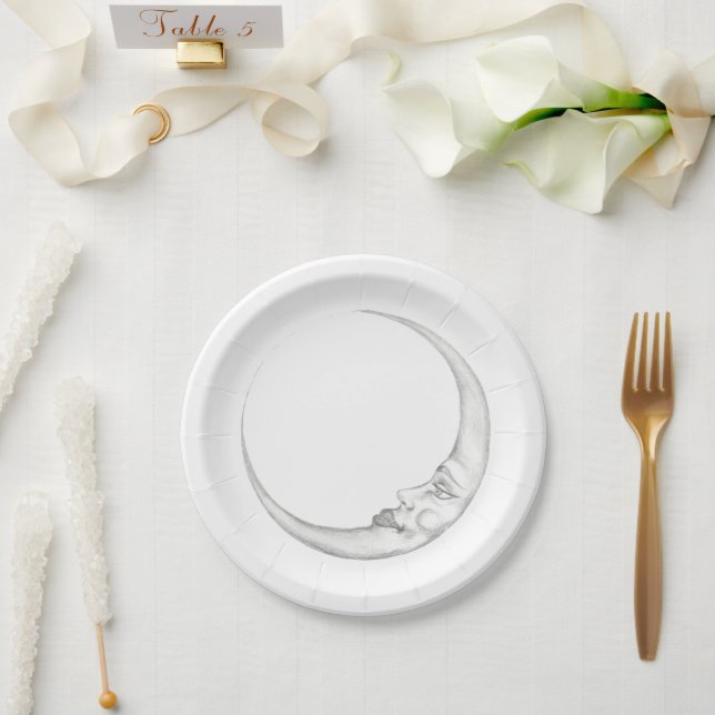 Prato de Papel Lua Crescente (versão2) (Casamento)