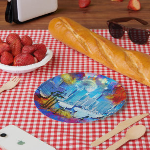 Prato De Papel Lua de grafite SlipperyJoe NYC rodeada de espiral