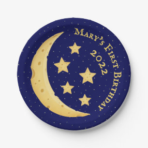 Prato De Papel Lua de queijo e estrelas personalizadas