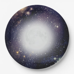 Prato De Papel Lua e Estrelas