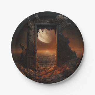 Prato De Papel Lua e Placas Espaciais