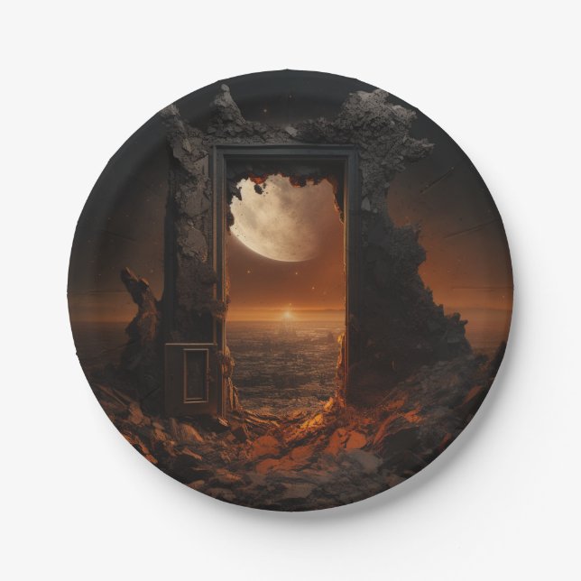 Prato De Papel Lua e Placas Espaciais (Frente)