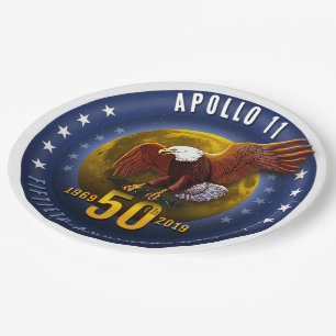 Prato De Papel Lua Eagle de Starfield do aniversário de Apollo 1