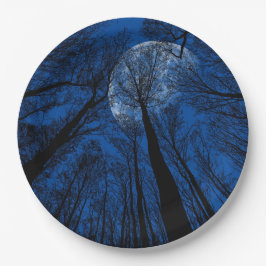 Prato De Papel Lua no Céu Noturno