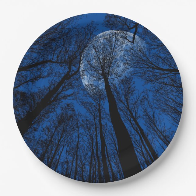 Prato De Papel Lua no Céu Noturno (Frente)