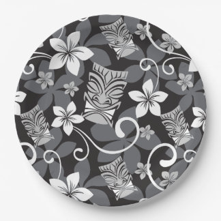 PRATO DE PAPEL LUAU TIKI PATTERN (CHARCOAL)