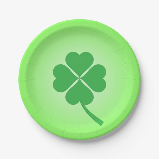 Prato De Papel Lucky Four Shamrock Folha Design-87906 (Frente)