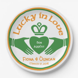 Prato De Papel Lucky in Love Irish Claddagh Wedding