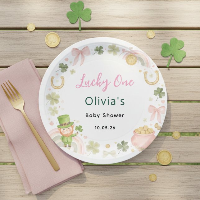 Prato De Papel Lucky One Baby Shower Paper Plates – St Patricks  (Criador carregado)