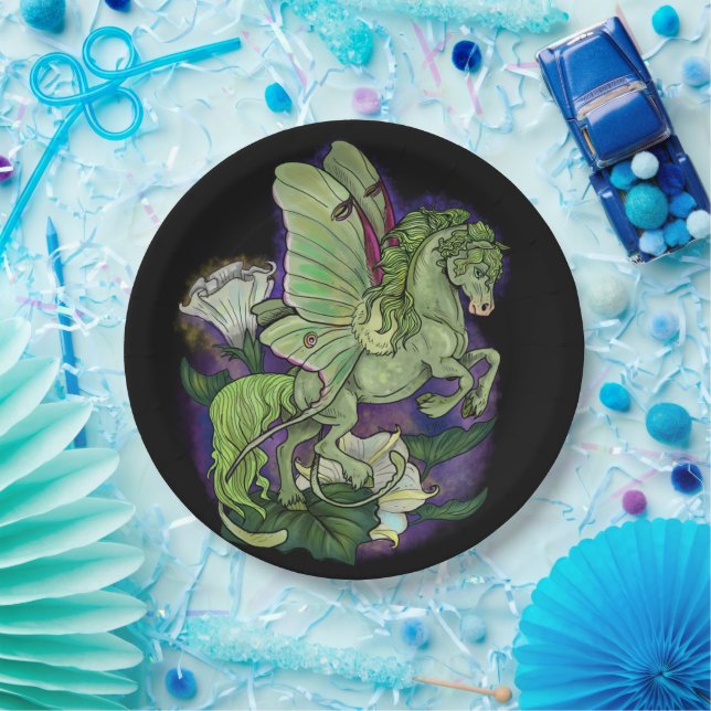 Prato De Papel Luna Moonduster Moth Fairy Horse Paper Placas (Festa)
