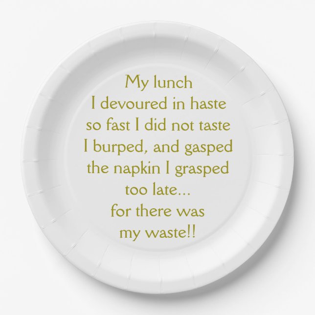Prato De Papel Lunchtime Limerick (Frente)