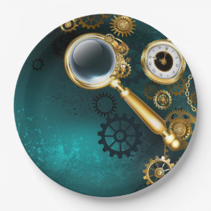 Prato De Papel Lupa no estilo Steampunk