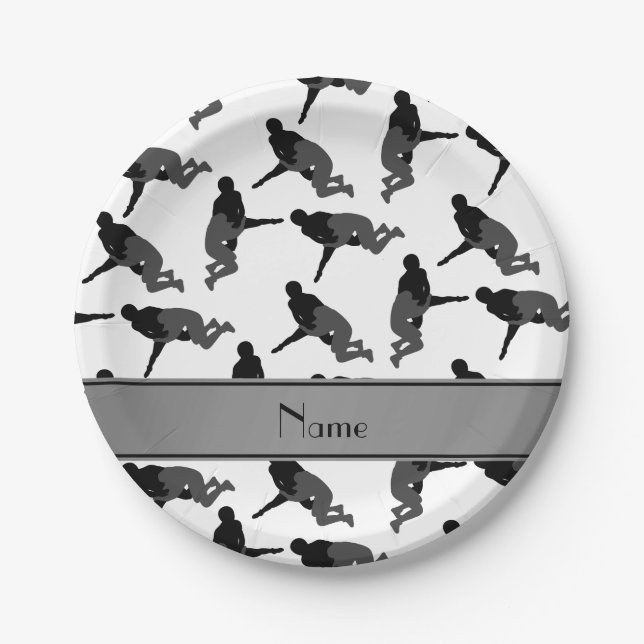 Prato De Papel Luta branca de nome personalizado (Frente)