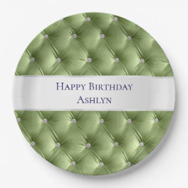 Prato De Papel Luxo Glam Verde Sage Veludo Falso