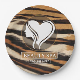 Prato De Papel Luxury Beauty Spa Logo Elegant Tiger Print Salon