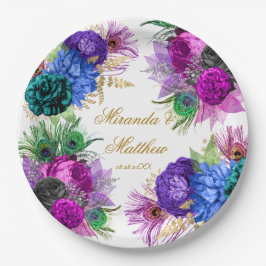 Prato De Papel Luxury Mardi Gras Peacock Dourado Peony Wede Pape