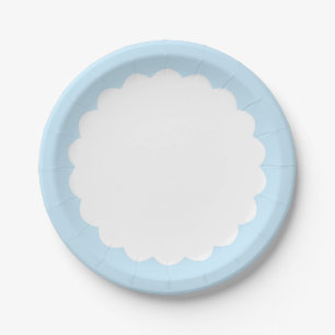 Prato De Papel Luz - Scallop azul - customizável