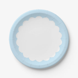 Prato De Papel Luz - Scallop azul - customizável
