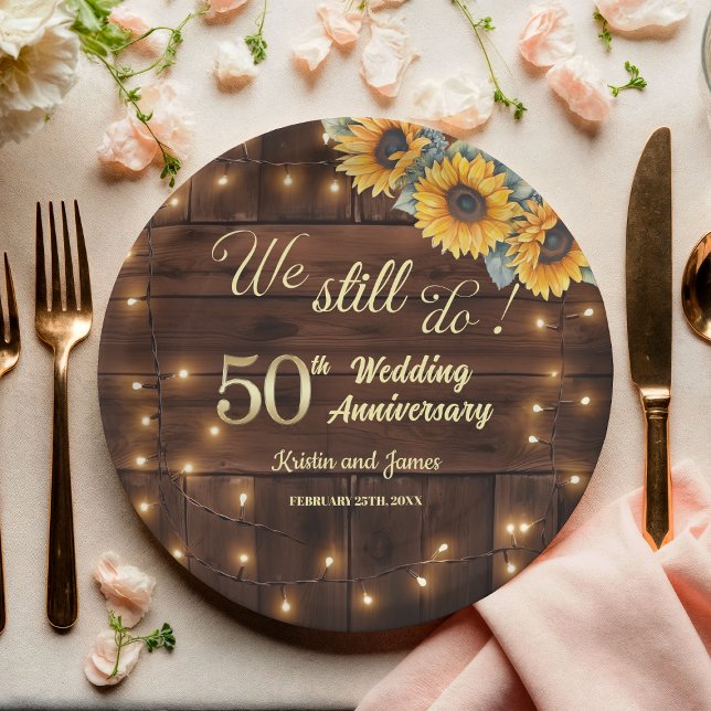 Prato De Papel Luzes de Corda de Aniversário de Casamento de 50 A (Criador carregado)