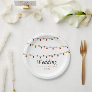 Prato De Papel Luzes de Cordas Modernas, Casamento Vermelho e Dou