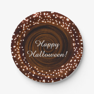 Prato De Papel Luzes de Halloween Preto e Laranja para Festa