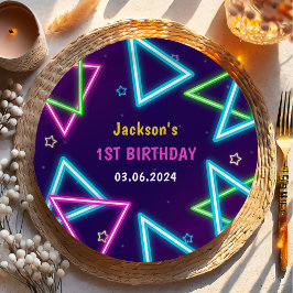 Prato De Papel Luzes de Neon Brilhantes Obrigado Festa de anivers