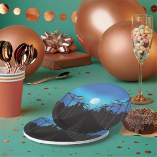 Prato De Papel Luzes De Rua E Lua