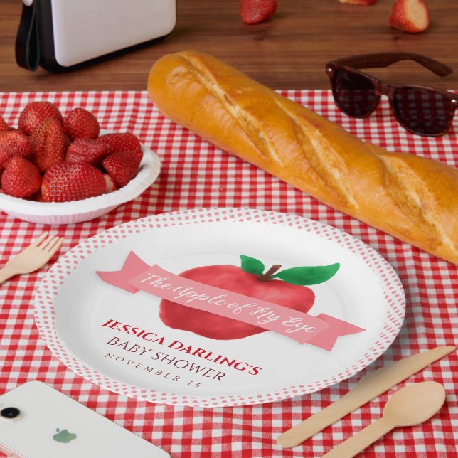 Prato De Papel Maçã do meu olho cair | chá de fraldas do tema do  (Piquenique)