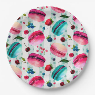 Prato De Papel Macarons - Indústria Francesa De Berries E Bolinha
