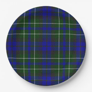 Prato De Papel Macneil de Colonsay tartan xadrez verde azul