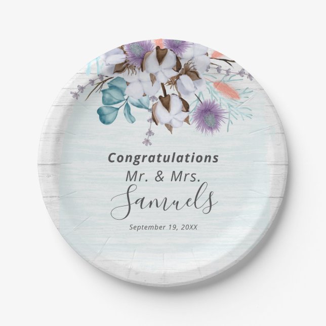 Prato De Papel Madeira Botânica Rústica De Algodão Do País Sul (Frente)