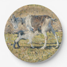 Madre Goat com seu Jovem Criança (por Segantini)