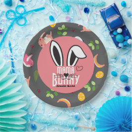 Prato De Papel mãe bunny páscoa elegante família simples e fofa