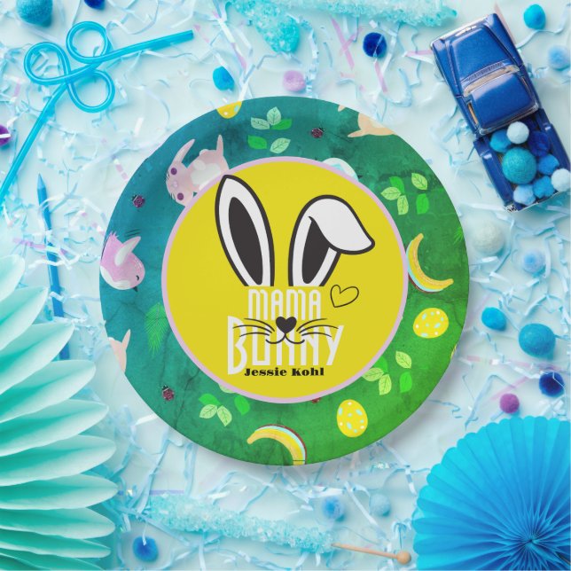 Prato De Papel mãe bunny páscoa elegante família simples e fofa (Festa)