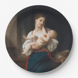 Prato De Papel Mãe e Criança (por Bouguereau)