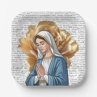 Prato De Papel Mãe Maria Religiosa Católica Cristã Batismo