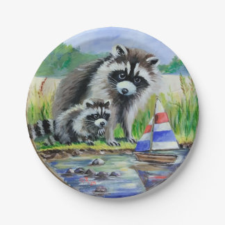 Prato De Papel Mãe Raccoon, Barco de Bebê e Brinquedos