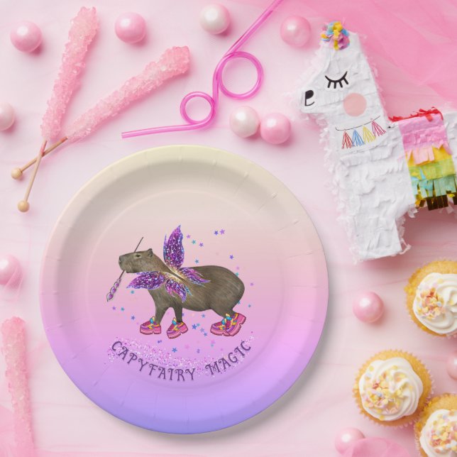 Prato De Papel Magia de Capivara Fada (Festa)
