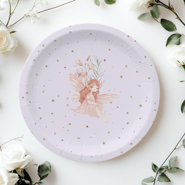 Prato De Papel Magic Fairy First Birthday Enchanted Lilac (Criador carregado)