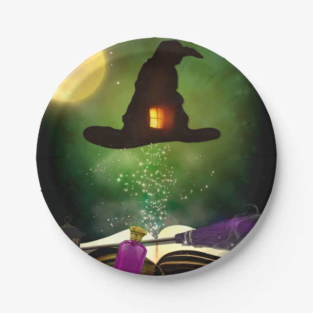 Prato De Papel Magic Hat & Magical Spell Book Whimsical Fund Part (Frente)