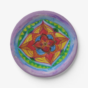 Prato De Papel Magic Mandala Compass Custom Paper Placas 7"
